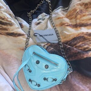 Balenciaga Light Blue Heart Crossbody Bag